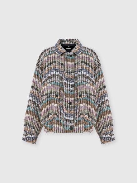 Bomber overzise in maglia chevron con paillettes, Multicolore  - DS26WC00BC006CSMSOS