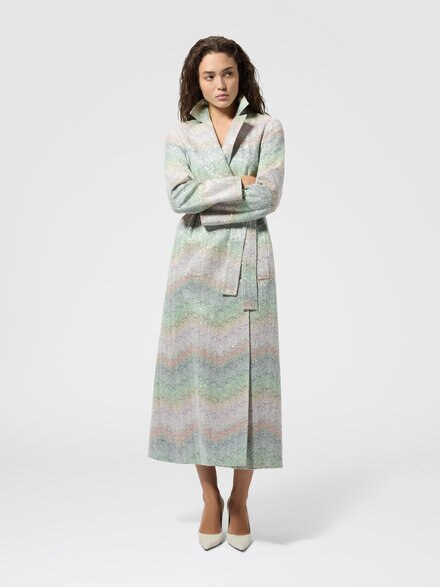 Duster coat with belt and sequin applications, Multicoloured  - DS26WC01BC006GS01M4