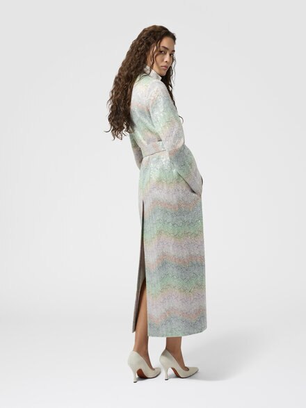 Duster coat with belt and sequin applications, Multicoloured  - DS26WC01BC006GS01M4