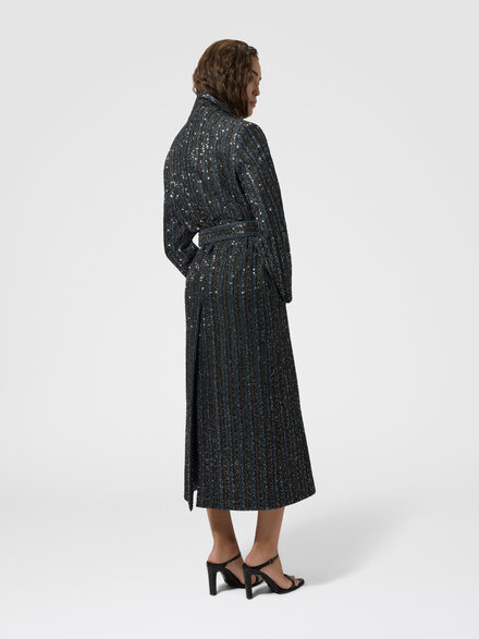 Single-breasted long coat, Multicoloured  - DS26WC01BK01JCSMSPD