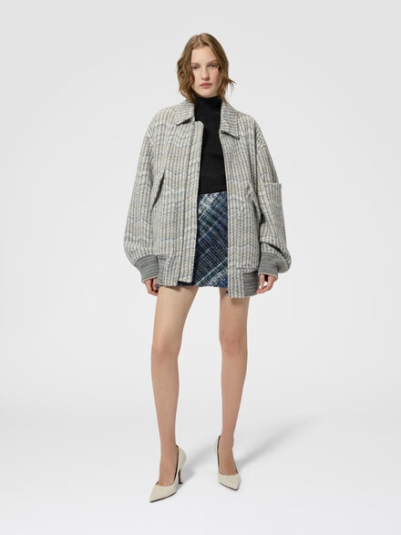 Oversized cashmere and viscose bomber, Beige - DS26WC06BC006HS01M6