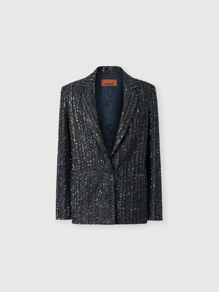 Blazer en punto lam&eacute; a rayas, Multicolor  - DS26WF0BBK01JCSMSPD