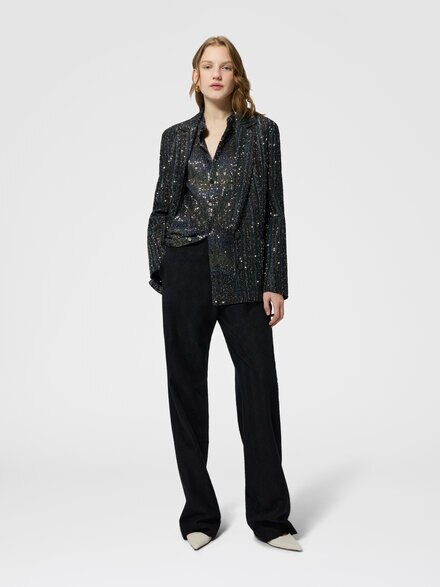 Blazer en punto lam&eacute; a rayas, Multicolor  - DS26WF0BBK01JCSMSPD