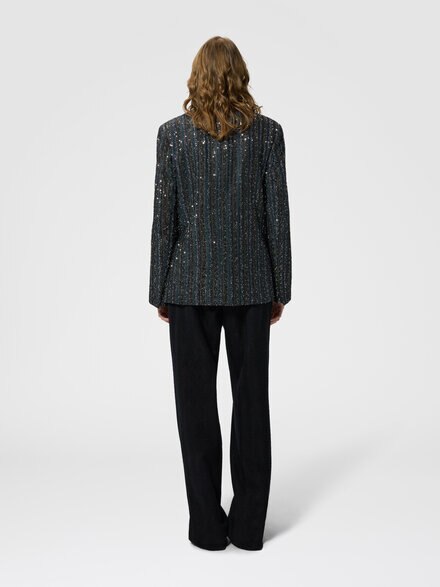Blazer en punto lam&eacute; a rayas, Multicolor  - DS26WF0BBK01JCSMSPD