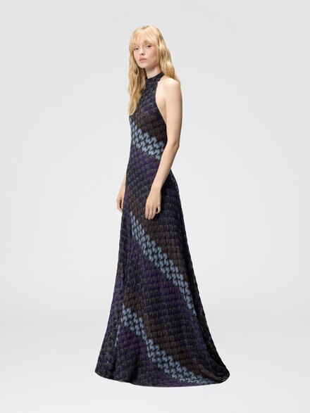 Robe longue avec encolure am&eacute;ricaine, Multicolore  - DS26WG0CBR015LS91TN