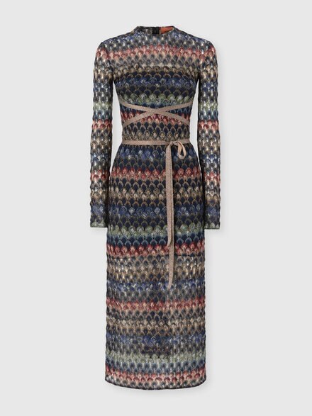 Midi dress with back cut-out detail, Multicoloured  - DS26WG0LBR015PSMSPV