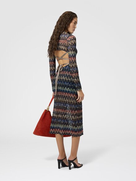 Midi dress with back cut-out detail, Multicoloured  - DS26WG0LBR015PSMSPV