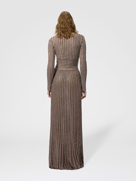 Robe longue d&eacute;collet&eacute; profond manches longues, Rose  - DS26WG0NBK01JBS30GG