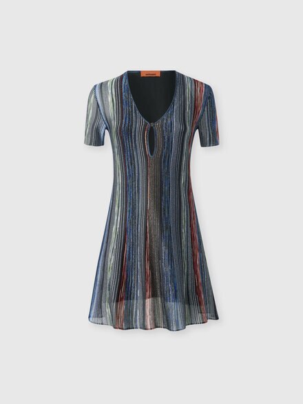 Short-sleeve striped mini dress, Multicoloured  - DS26WG1PBK01K9SMSPH