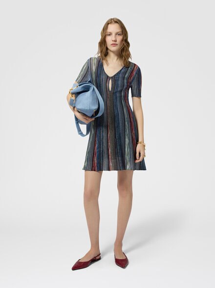 Short-sleeve striped mini dress, Multicoloured  - DS26WG1PBK01K9SMSPH