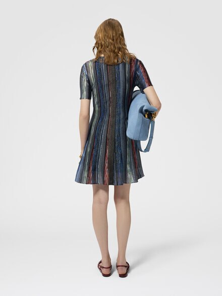 Short-sleeve striped mini dress, Multicoloured  - DS26WG1PBK01K9SMSPH