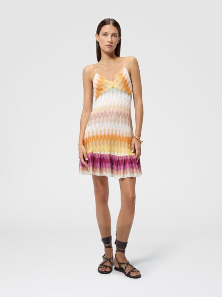 Mini vestido en viscosa con motivo encaje, Multicolor  - DS26WG1RBR015KSMSPT