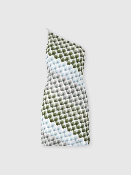 One-shoulder viscose lam&eacute; mini dress, Multicoloured  - DS26WG1UBR015LS616R