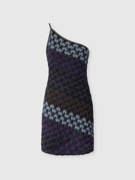 Mini vestido asim&eacute;trico en viscosa lam&eacute;, Multicolor  - DS26WG1UBR015LS91TN