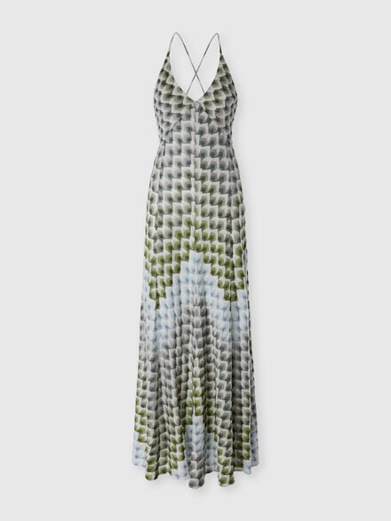 Vestido largo en viscosa lam&eacute; con tirantes cruzados, Multicolor  - DS26WG1VBR015LS616R