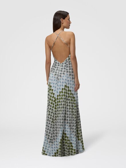 Vestido largo en viscosa lam&eacute; con tirantes cruzados, Multicolor  - DS26WG1VBR015LS616R