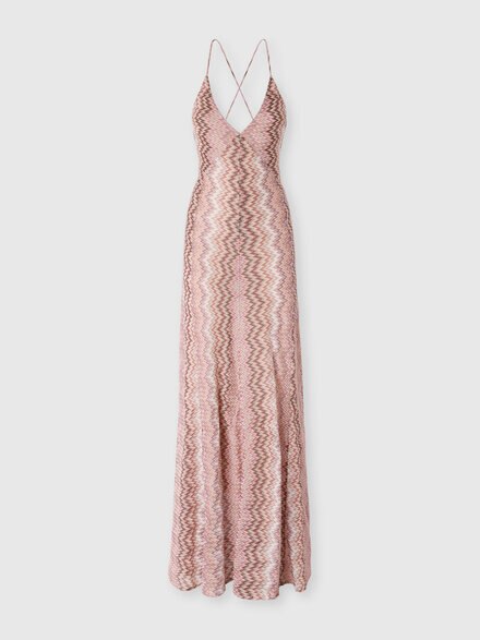 Vestido largo en viscosa con motivo snake, Rosa & Multicolor - DS26WG1VBR016FS30GJ