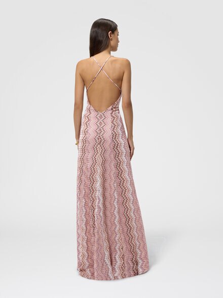 Vestido largo en viscosa con motivo snake, Rosa & Multicolor - DS26WG1VBR016FS30GJ