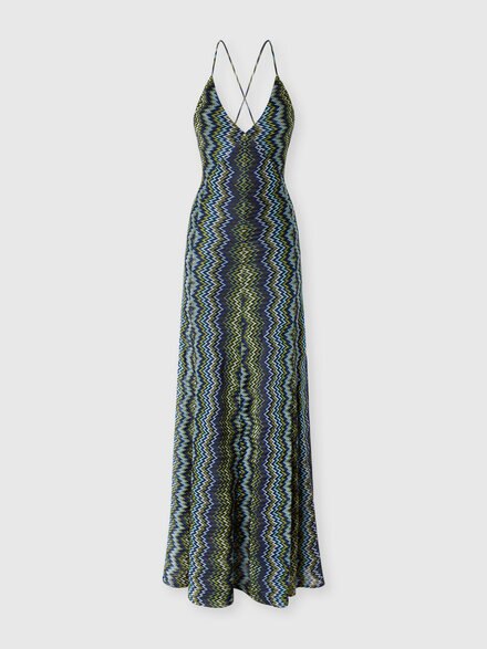 Vestido largo en viscosa con motivo snake, Multicolor  - DS26WG1VBR016FS91TQ