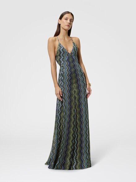 Vestido largo en viscosa con motivo snake, Multicolor  - DS26WG1VBR016FS91TQ