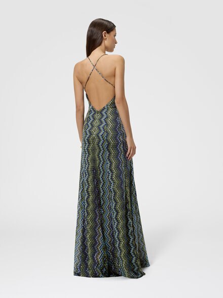 Vestido largo en viscosa con motivo snake, Multicolor  - DS26WG1VBR016FS91TQ