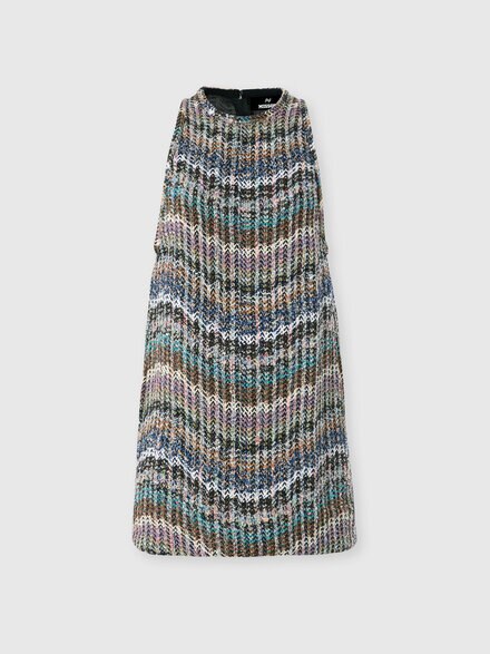 Chevron knit mini dress with sequins, Multicoloured  - DS26WG1XBC006CSMSOS