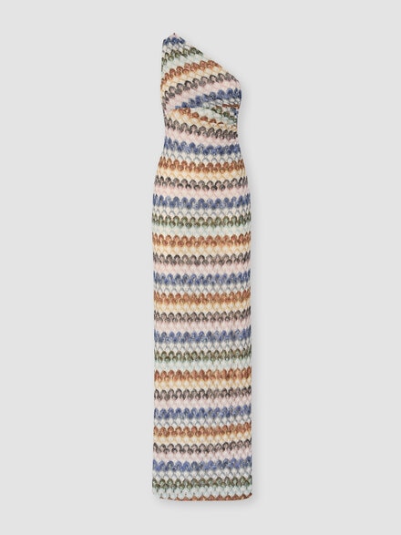 Robe longue asym&eacute;trique en viscose lam&eacute;, Multicolore  - DS26WG1ZBR015PSMSPU