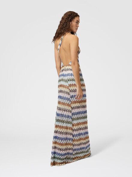 Robe longue asym&eacute;trique en viscose lam&eacute;, Multicolore  - DS26WG1ZBR015PSMSPU
