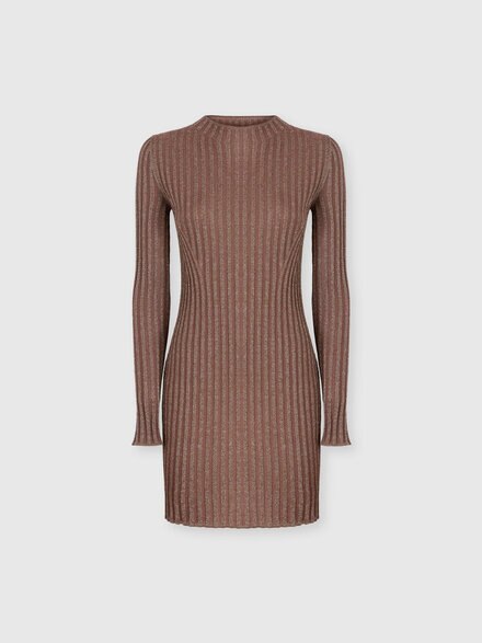 Ribbed viscose lam&eacute; mini dress, Rust - DS26WG24BK01JES01MV