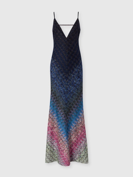 Robe longue en viscose lam&eacute; d&eacute;grad&eacute;e, Multicolore  - DS26WG26BR0160SMSOT