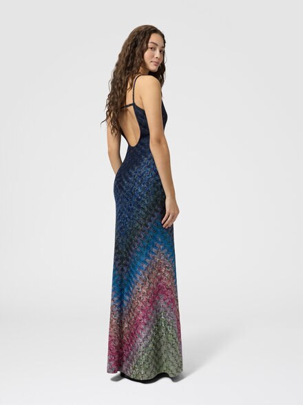 Robe longue en viscose lam&eacute; d&eacute;grad&eacute;e, Multicolore  - DS26WG26BR0160SMSOT