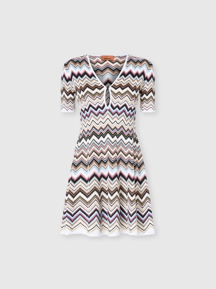 Mini-robe en viscose et coton chevron, Multicolore  - DS26WG27BK01KOSMSPL