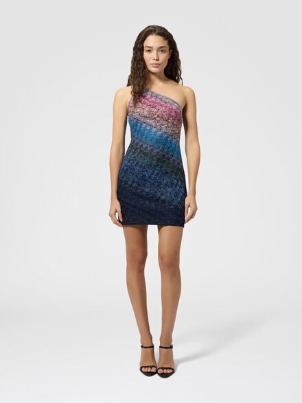 Einseitiges D&eacute;grad&eacute;-Minidress aus Viskose-Lam&eacute;, Mehrfarbig  - DS26WG2DBR0160SMSOT