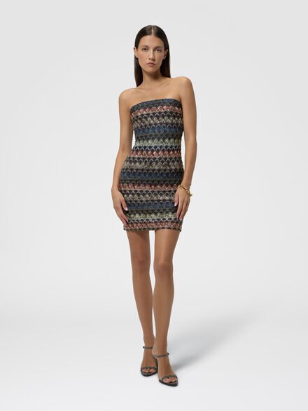 Mini vestido bustier con motivo encaje, Multicolor  - DS26WG2GBR015PSMSPV