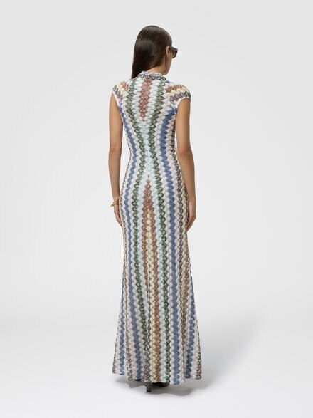 Vestido largo con motivo encaje y nudo, Multicolor  - DS26WG2HBR015PSMSPU