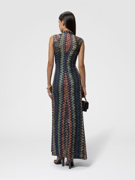 Vestido largo con motivo encaje y nudo, Multicolor  - DS26WG2HBR015PSMSPV