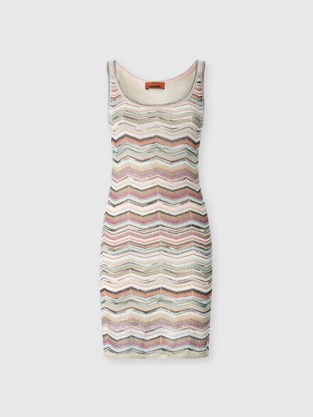 Chevron knit mini dress with sequins, Multicoloured  - DS26WG2JBK01KSSMSPN