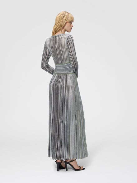 Robe midi col V en viscose lam&eacute;, Vert  - DS26WG34BK01KPS616U