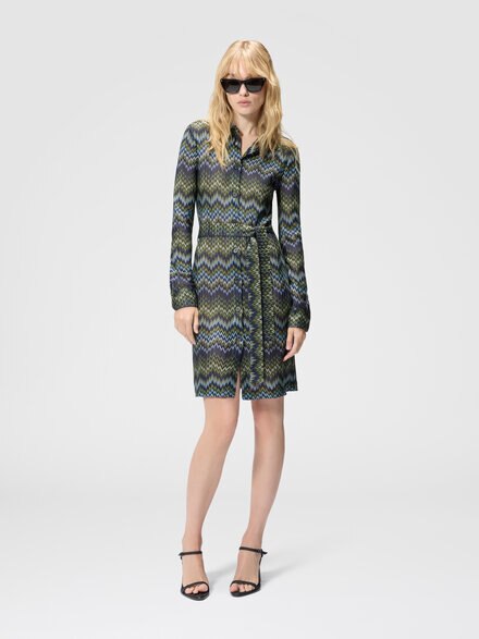 Robe chemisier midi en viscose, Multicolore  - DS26WG38BR016FS91TQ