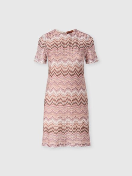 Mini-robe en viscose &agrave; manches courtes, Rose & Multicolore - DS26WG39BR016FS30GJ