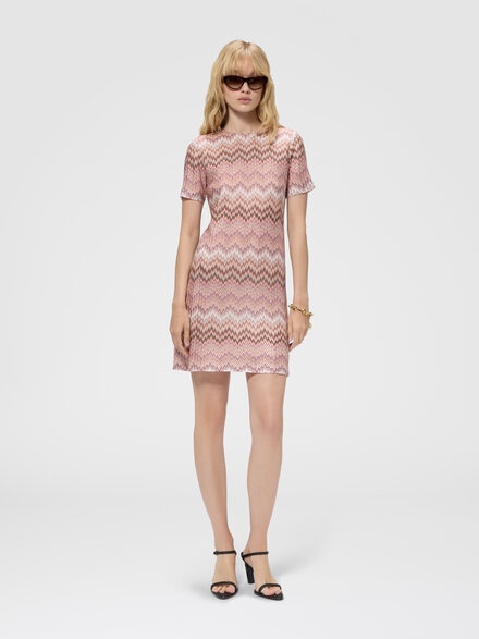 Mini-robe en viscose &agrave; manches courtes, Rose & Multicolore - DS26WG39BR016FS30GJ