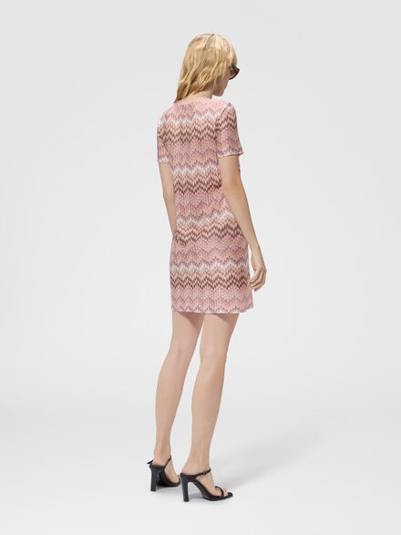 Mini-robe en viscose &agrave; manches courtes, Rose & Multicolore - DS26WG39BR016FS30GJ
