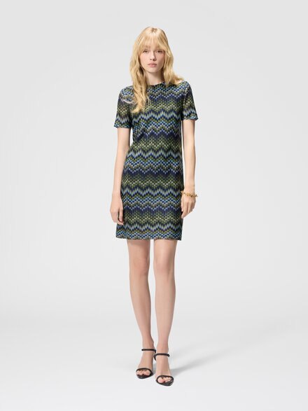 Mini-robe en viscose &agrave; manches courtes, Multicolore  - DS26WG39BR016FS91TQ