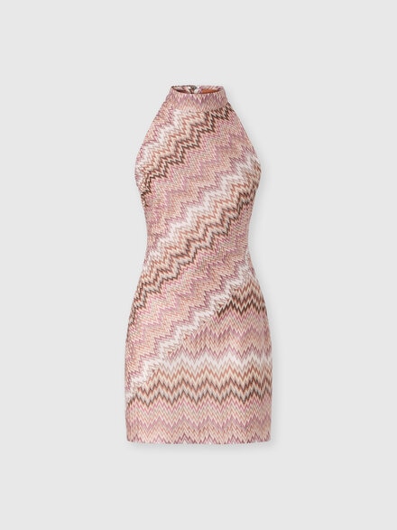 Mini-robe en viscose avec encolure am&eacute;ricaine, Rose & Multicolore - DS26WG3DBR016FS30GJ