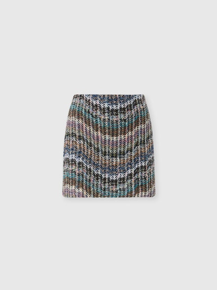 Minifalda en mezcla de lana lam&eacute; con lentejuelas, Multicolor  - DS26WH09BC006CSMSOS