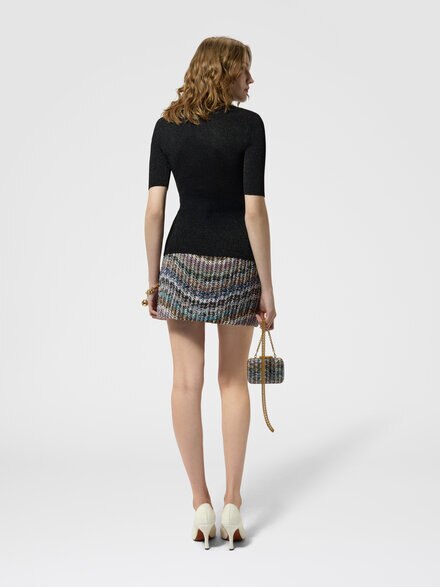 Minifalda en mezcla de lana lam&eacute; con lentejuelas, Multicolor  - DS26WH09BC006CSMSOS