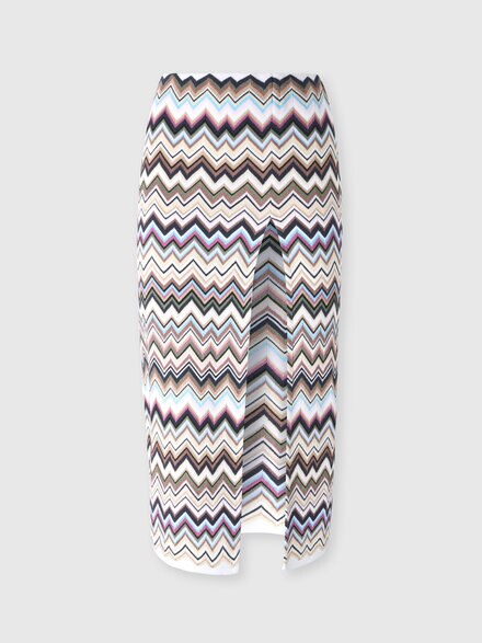Falda midi zig zag en viscosa y lana con abertura, Multicolor  - DS26WH0JBK01KOSMSPL