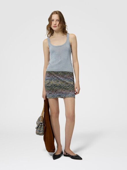Space-dye viscose lam&eacute; mini skirt, Multicoloured  - DS26WH0LBR015SSMSON