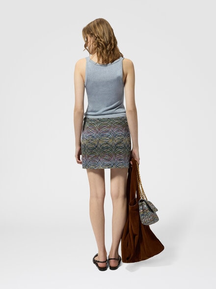 Space-dye viscose lam&eacute; mini skirt, Multicoloured  - DS26WH0LBR015SSMSON