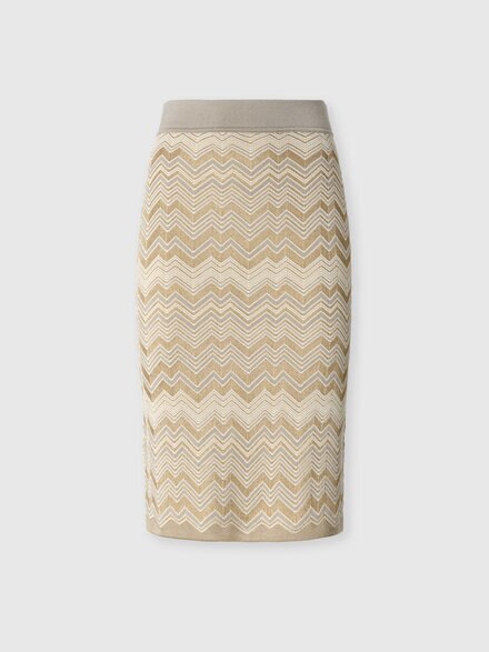 Mini-jupe en laine et viscose chevron, Beige - DS26WH0MBK01JZS01MS